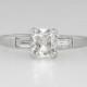 Timeless 1.05ct t.w. Cushion Cut & Baguette Diamond Engagement Ring Platinum
