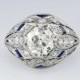 Authentic Intricate Art Deco Old European Cut Diamond Engagement Ring Platinum