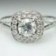 Large Halo Diamond Engagement Ring 14k White Gold