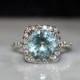 SALE- 14K Aquamarine and Diamond Engagement Ring,  Appraisal Included