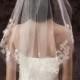Beautiful wedding lace veil Bridal veil white beaded veil short veil 1 tier romantic crystal bead ivory veil