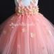 Petal peach hydrangea flower girl tutu dress wedding dress tulle dress toddler dress 1t2t3t4t5t6t7t8t9t10t (Without Matching Headpiece)