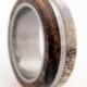 antler ring titanium ring with wood bocote deer antler band