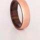 mens wedding ring copper ring with inner wood band any wood