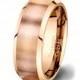 Mens Wedding Band Rose Gold Tungsten Ring with Brushed Satin Surface Beveled Edges  High Quality Tungsten Carbide 8mm Comfort Fit