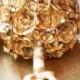 Sepia tones,vintage sheet music flower bridal bouquet. Round with pearls