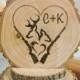 Rustic Wedding Cake Topper Personalized Wood Deer Couple Hunter Heart Rifle Country Wedding
