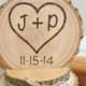 Rustic Wood Cake Topper Wedding Heart Initials Personalized Romantic