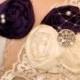 Plum Wedding Purple Garter (includes toss garter) rosette flower purple garter