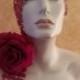 Gatsby Goddess Red Illusion Jewel Mesh Red  Rose Bridal Headpiece Wedding Party Costume