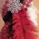 Gatsby Goddess Red Silver & Black Illusion Jewel Mesh Crystal Brooch Bridal Headpiece Wedding Party Costume