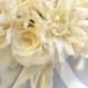 17 Piece Package Wedding Bridal Bride Maid Of Honor Bridesmaid Bouquet Boutonniere Corsage Silk Flower IVORY "Lily Of Angeles" Free Shipping