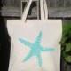 LARGE starfish image tote bag, Bridesmaid Tote, Beach bag, Canvas Tote for Wedding