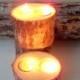2 Wood Candle Holders - Table Centerpiece -  Wood Log Holders - White Tree Candle Holders - Wedding Decoration - Home Decoration