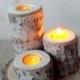 3 Wood Candle Holders - Table Centerpiece -  Wood Log Holders - White Tree Candle Holders - Wedding Decoration - Home Decoration