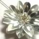Silver White Enamel Flower Lapel Pin Buttonhole Silver Metal Flower Lapel Pin Groom Silver Boutonniere Men's Lapel Pin White Wedding Corsage