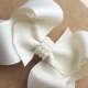 Flower Girl Bow, Boutique Hair Bow, White/Ivory Hair Bow, Flower Girl Accessories