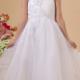 2015 Straps Appliques Zipper Ruched Tulle Sleeveless White Tea Length