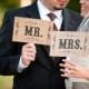 Photo Booth Prop. Wedding Photo Prop. Thank You and Mr. and Mrs. Kraft Double Sided Paddle Signs . Fan