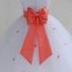 White Coral Rosebud Flower girl dress tiebow sash pageant wedding bridal recital tulle bridesmaid toddler sizes 12-18m 2 4 6 8 10 12 