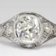 Art Deco 2.14ct t.w. 1930's Bezel Set Old European Cut Diamond Engagement Ring Platinum