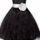Black Flower Girl dress sash pageant organza wedding bridal recital children bridesmaid toddler elegant size 12-18m 2 4 6 8 10 12 