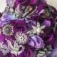Aubergine Rose Brooch Bouquet, Aubergine Wedding, Silk Flower Bridal Bouquet, Brooch Bouquet, Wedding Brooch Bouquet, Wedding Bouquet, WBQ5