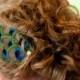 PEACOCK  Teardrop - Petite Feather HairClip Bridesmaids Hair Accessory