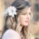 bridal hair flower fascinator, white bridal hair clip, wedding bridal hair clip