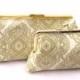 Set of (2) Gold Bridesmaids Gift Handbags in Gold lace medallion fabric- Customize your own Wedding party gift or Bridesmaids Accessory