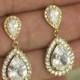 Drop Earrings- Swarovski crystal Gold bridal  earrings
