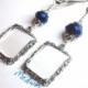 Wedding bouquet photo charm. Something blue memorial charm with tiny picture frame.