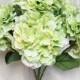 JennysFlowerShop 18" Super Soft Silk Hydrangea Artificial Flower Bush (5-stem, 5-mop Heads), with No Pot Green