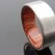 Brushed Titanium and wood ring,  Cocobolo waterproof wood ring