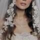 Wedding Veil - OneTier Elbow Length with FRENCH Lace Appliques, Swarovski Crystals, Embroidery, Sequins - made to order