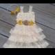 Lace Flower Girl Dress-Rustic Flower Girl Dress-Burlap Flower Girl Dress-Country Wedding-Flower Girl Dress-You Choose Color-