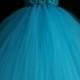 Turquoise Flower Girl Dress Shabby Chic Flowers Dress Tulle Dress Wedding Dress Birthday Dress Toddler Tutu Dress 1t2t3t4t5t Morden Wedding