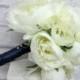 Romantic peony wedding bouquet cream navy bridal bouquet silk wedding flowers