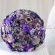 Purple Wedding brooch bouquet. Deposit "Purple Treasure Chest". Heirloom Purple, Lavender wedding. Rhinestone Crystal Bridal broach bouquet