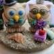 Owl cake topper with arch and sand base, beach wedding, job cake topper, police and teacher