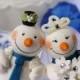 Wedding cake topper snowmen with banner, Christmas wedding cake topper, winter wedding, personalized bride and groom