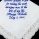 Mother of the Groom Handkerchief, Wedding Handkerchief, Mother of the Groom Gift, Embroidered Handkerchief, Personalized Handkerchief