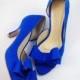 Something Blue Wedding Shoes, Electric Blue Wedding Shoes, Cobalt Blue Bridal Shoes, Blue Bridesmaids Shoes, Royal Blue Suede Half d'Orsay