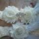 Bridal Garter, Wedding Garter and Toss Garter - Ivory Garter Set with Crystal Rhinestone & Feather - Style G224