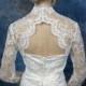 Sale - Ivory long sleeve lace bridal bolero jacket - keyhole back - was 129.99