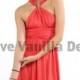 Bridesmaid Dress Infinity Dress Coral Straight Hem Knee Length Wrap Convertible Dress Wedding Dress