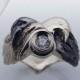Black raven and a white dove -  gothic silver ring, anatomical engagement ring / Steampunk / Biomechanics / Giger /