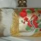 Large 10 inch Frame Bag/Purse/Clutch..Embroidered Crane..Long Island Bridal/Bridesmaid/Wedding Gift..Cherry Blossom..Silk Kimono Fabric