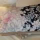 Vintage Silk Kimono Fabric Clutch/Purse/Bag..Bridal Wedding Gift..Cherry Blossoms..Orchids..Rose..Midnight Blue/Ivory..Wrap/Shawl..Birthday