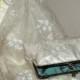 Embroidered Silk Organza Clutch/Purse/Bag..Hands Free Bridal/Wedding..off white Floral/Beads..See Shrug/Wrap/Shawl...Evening Party